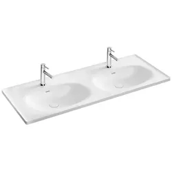VitrA Equal Doppel-Möbelwaschtisch 7244B403-0001 130x52cm, Hahnloch/Überlaufschlitz, weiß hochglanz VC