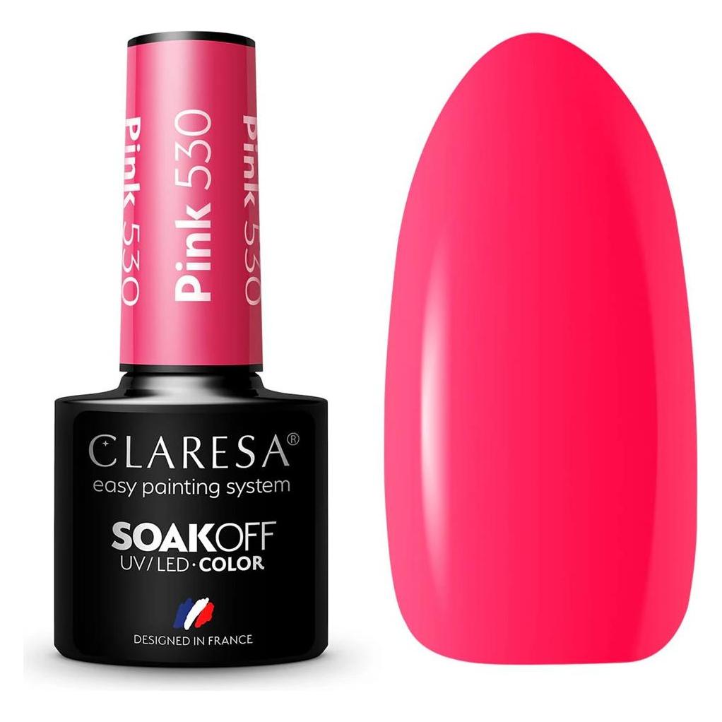 Claresa UV LED Nagellack Kollektion Hybrid Maniküre Soak Off - 5ml Rosa Farbe Nr. 530 (Nr 530, Pink 530, Gel-Effekt Nagellack, UV-Gel Lack) (47624700)