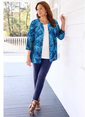 Plus Size Women's Breezeway Georgette Blouse by Catherines in Aqua Blurred Waves (Size 5X)