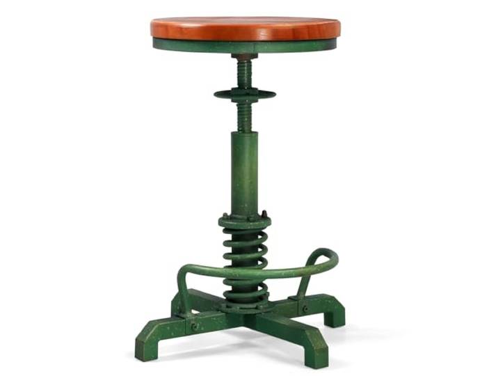 Topower Industrieller Retro Vintage Bauernhof Holzsitz Traktor Hocker Küche Drehbar Höhenverstellbar Barhocker Antik Grün