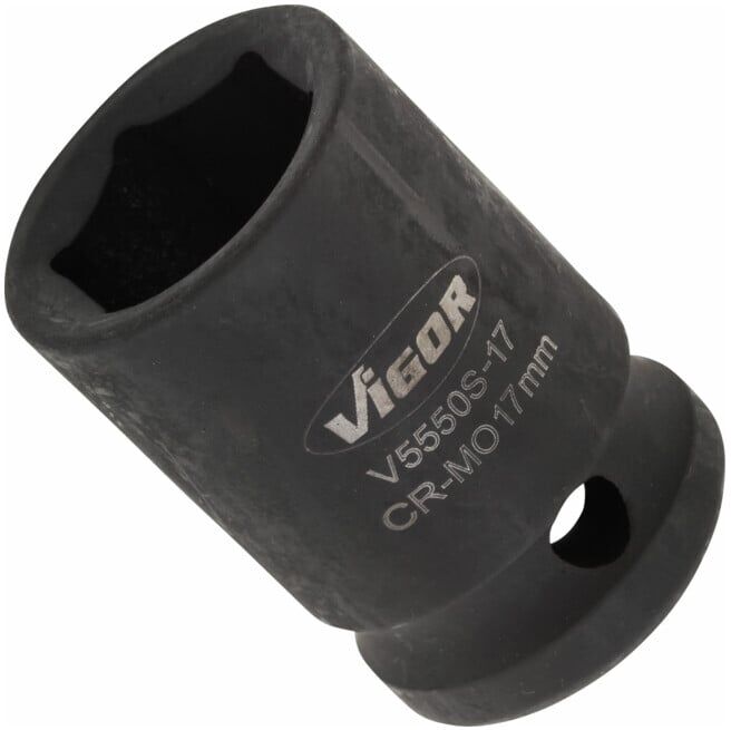 VIGOR Douille à chocs V5550S-17 carré creux 12,5 mm (1/2 pouce) profil hexagonal extérieur 17 (V5550S-17)