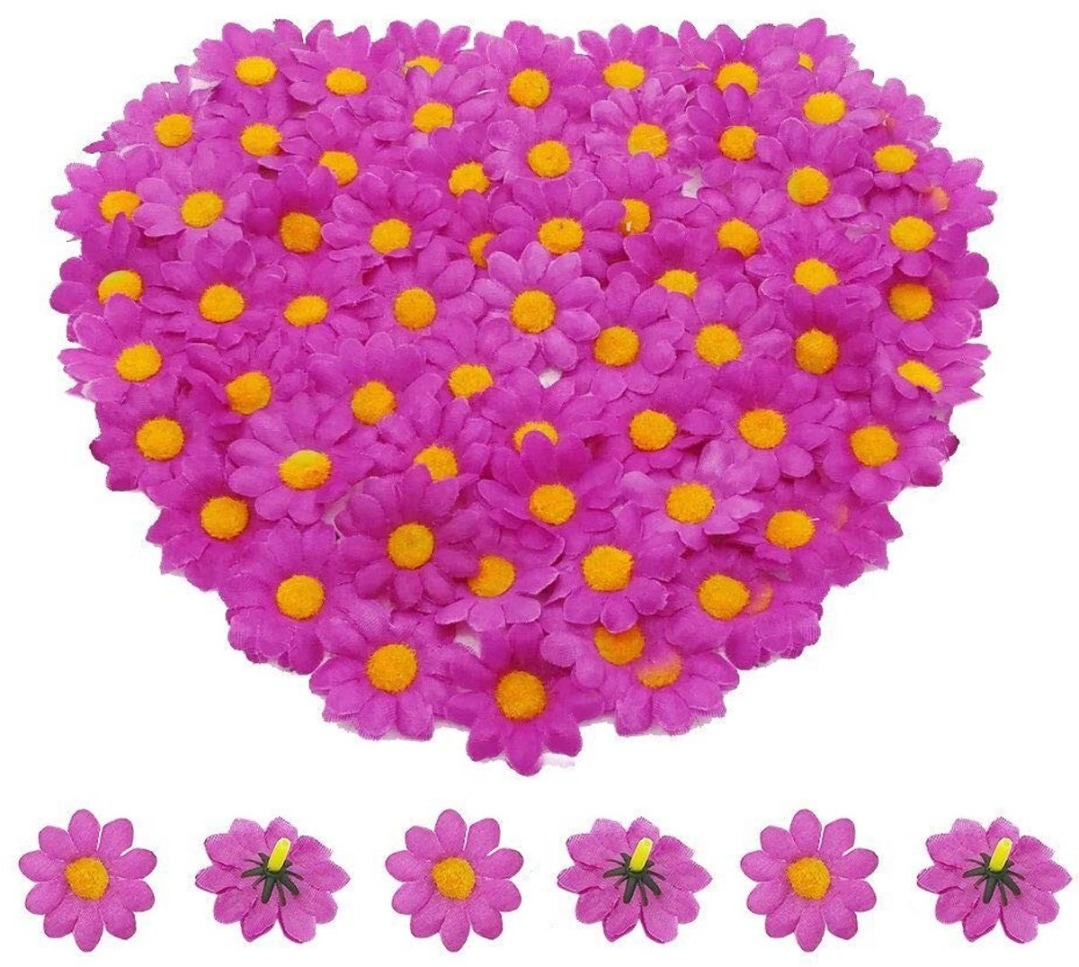 Allecto Kunstmatige Bloemhoofden Madeliefjes - 100 Stuks - Lichtpaars