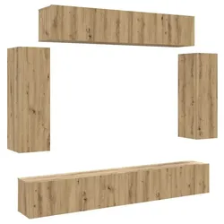 vidaXL 6-tlg. TV-Schrank-Set Wandmontage Artisan-Eiche Holzwerkstoff