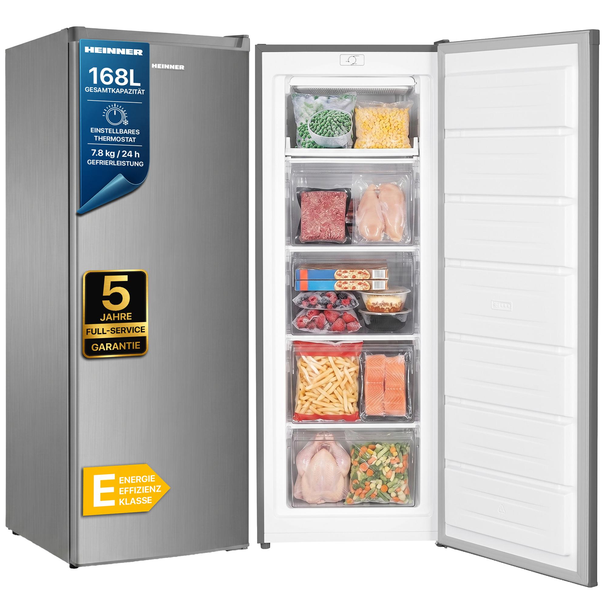 Heinner HFF-HM168SE++, 168 l, 7,8 kg/24h, SN-ST, 40 dB, E, Silber
