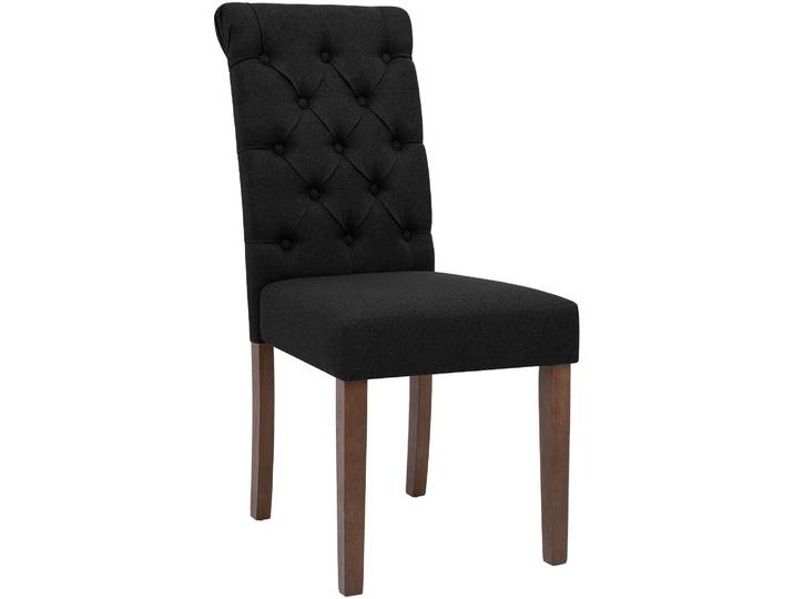 CLP Esszimmerstuhl Lisburn gepolstert mit Rückenlehne und Bodenschonern - Farbe: schwarz, Material: Stoff