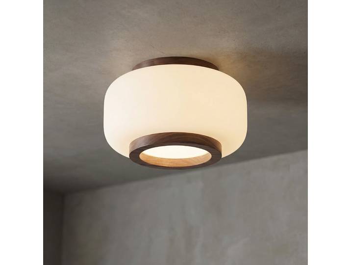 Shiro LED-Deckenleuchte, Ø 28 cm, Holz/Glas, CCT - Quitani - Wohnzimmer - Design - Rund