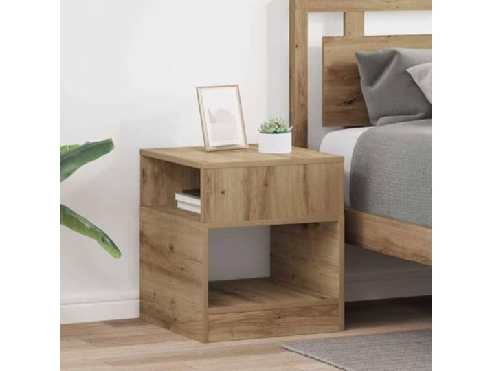 Beistelltisch 2-teilig Eiche 40,5x40x45cm Holzwerkzeug, Regale und Fächer, für den Innenbereich, Reinigung mit feuchtem Tuch, minimalistischer Stil