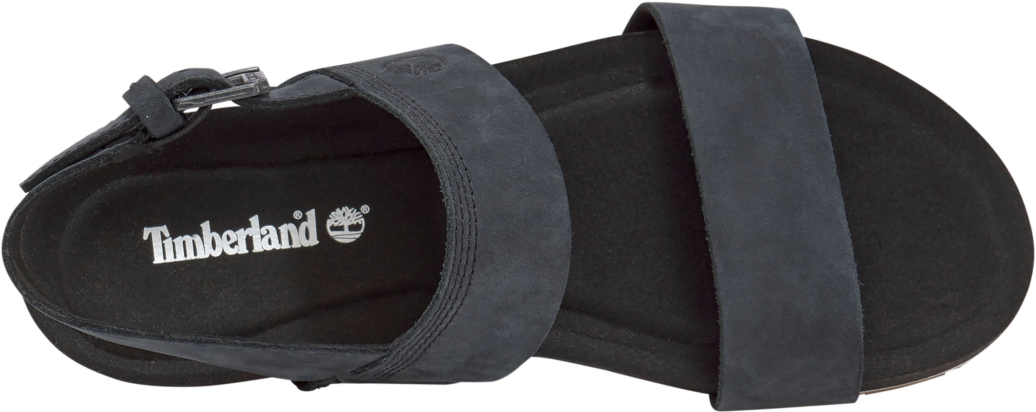 Sandale TIMBERLAND "Malibu Waves 2Band Sandal", Damen, Gr. 41, schwarz (schwarz, nubuck), Leder, Schuhe Sandale schwarz, nubuck 41