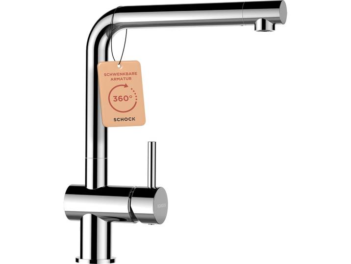 SCHOCK® EPOS Chrom Einhebelmischer I Küchenarmatur mit Festauslauf I Schwenkbare