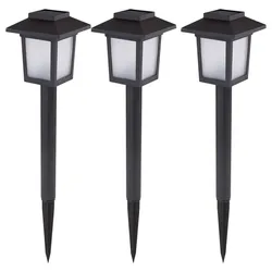 3x LED Solar Steck Leuchten Garten Weg Retro Feuereffekt Außen Laternen schwarz