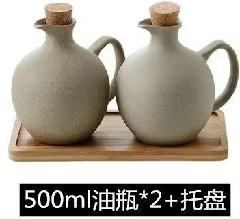 Inspired Finds Japanese Style Ceramic Seasoning Jar Set Pottery Salt And Sugar Container Kitchen Condiment Storage Box With Lid 2 Oil Bottle Set 16.9oz