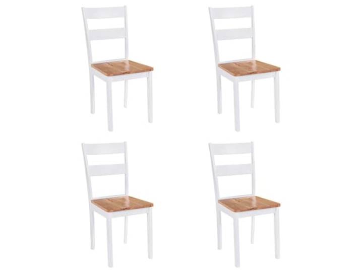 HGPOTUY Esszimmerstühle 4 STK. Weiß Massivholz Gummibaum Klassisches Design, Weiß lackiert, Belastbar bis 110 kg, Einfacher Zusammenbau