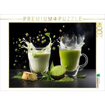 CALVENDO Puzzle Vegane Matcha-Latte-Drinks mit Hafermilch und Matcha Mochi | 2000 Teile Lege-Größe 90x67cm Foto-Puzzle für glückliche Stunden