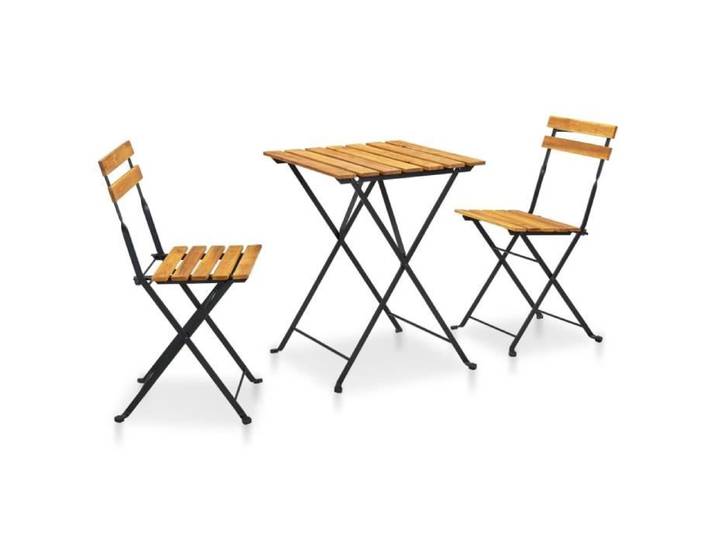 DUOKON - Mobilier de bistro pliable 3 pcs Bois d'acacia solide