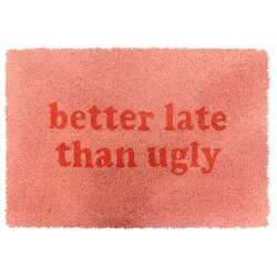Relaxdays Kokos Fußmatte mit Spruch 60x40 cm Pink,Rot