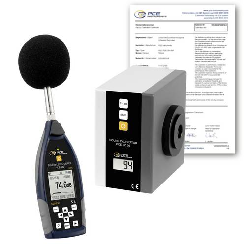 PCE Instruments Klasse 1 PCE-432-SC 09-ICA Profi Schallkalibrator inkl. Schallpegelmesser, GPS & ISO-Kalibrierzertifikat