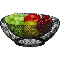 Relaxdays Doppelwandige Obstschale aus Metall Schwarz