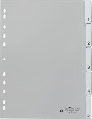 Durable PP-Register mit Wechseltaben, Zahlen 1-5, grau