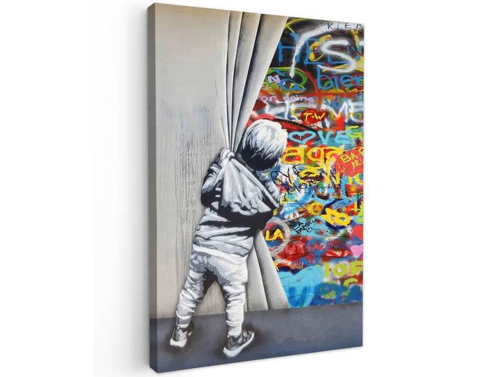 LEINWANDBILD Graffiti - Junge - Ilussie - Straßenkunst Wanddeko 40x60 cm