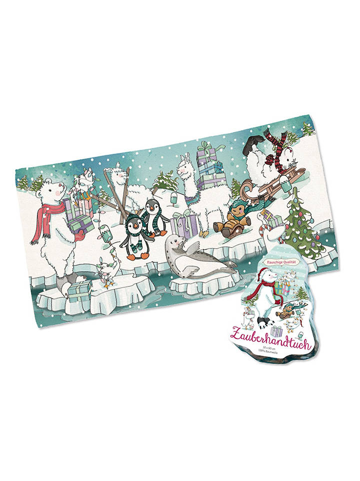 Lutz Mauder Zauberhandtuch "Winterzauber" in Türkis - (L)60 x (B)30 cm - onesize