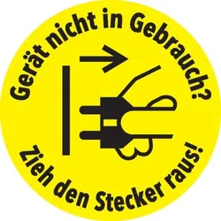 Dreifke® Aufkleber | Klimalabel Gerät nicht in Gebrauch? - Zieh den Stecker raus!, Folie, Ø 100mm