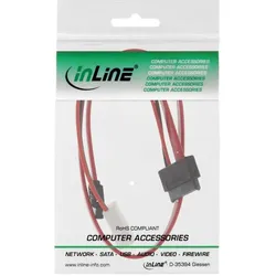 INLINE Slimline SATA Kabel, Slimline SATA Stecker 13pol, (7+6) zu SATA + Strom, 0,4m