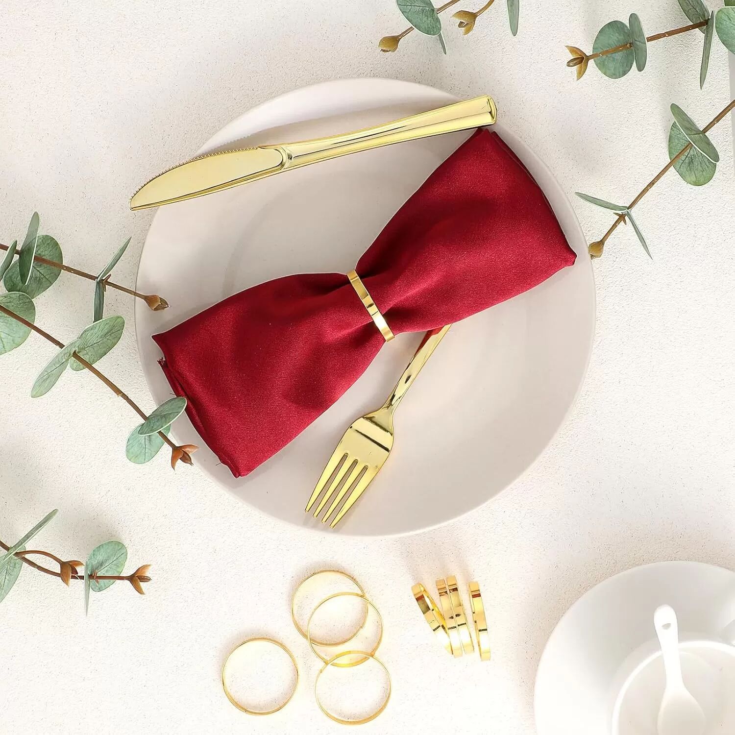 INF Goldene flache runde Serviettenringe - 25er Set, Serviettenhalter aus Zinklegierung für Valentinstag, Partys und