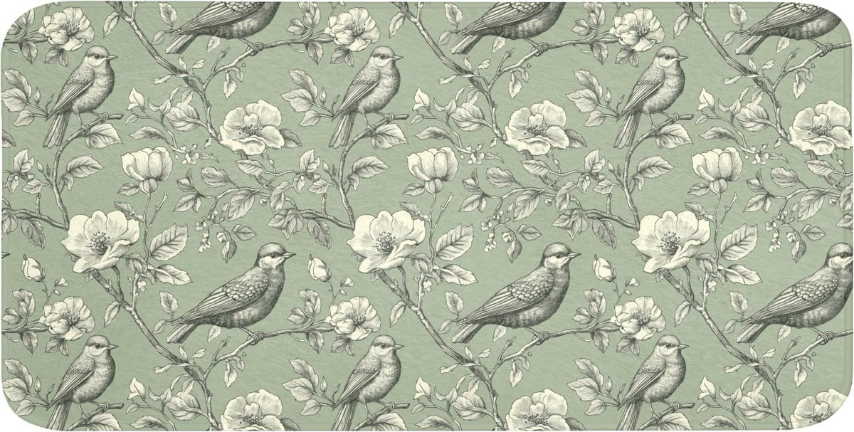 Groene botanische badmat met antislip - 120 x 60 cm