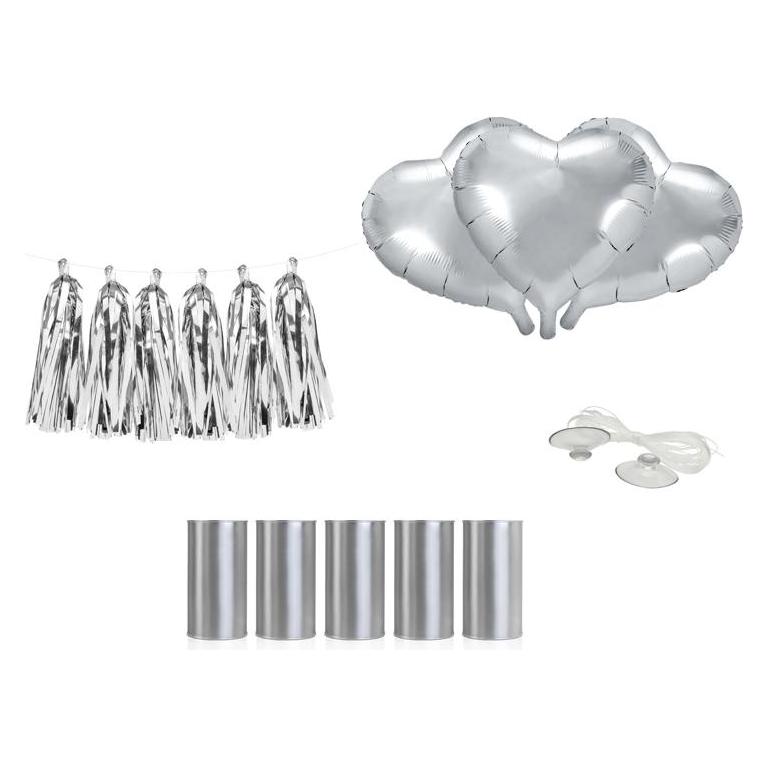 Partydeco Auto Dekorations-Set für Hochzeiten DIY (1 Stk.) (ZDS1-018)