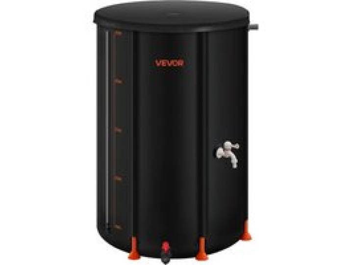 VEVOR Regentonne faltbar, 250 L tragbares Regenfass, Regenwassertank, 500D PVC-Regenwassersammelsystem, Wassertank, Regenwassertonne mit Zapfhahn und Überlaufset, Schwarz