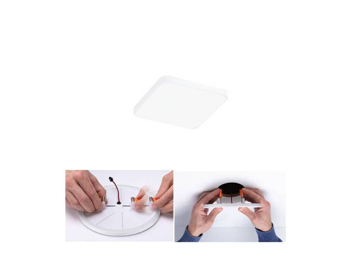 Paulmann Veluna Edge LED Einbau IP44 4000K 9x9cm, weiß / opal, für Wohn- / Esszimmer, Kunststoff, Modern