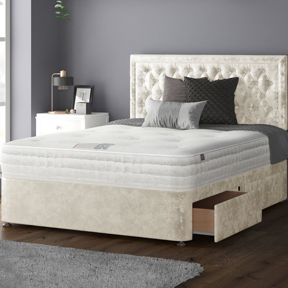 Rosdorf Park Fan Upholstered Drawers Bed Cream Double (4'6)