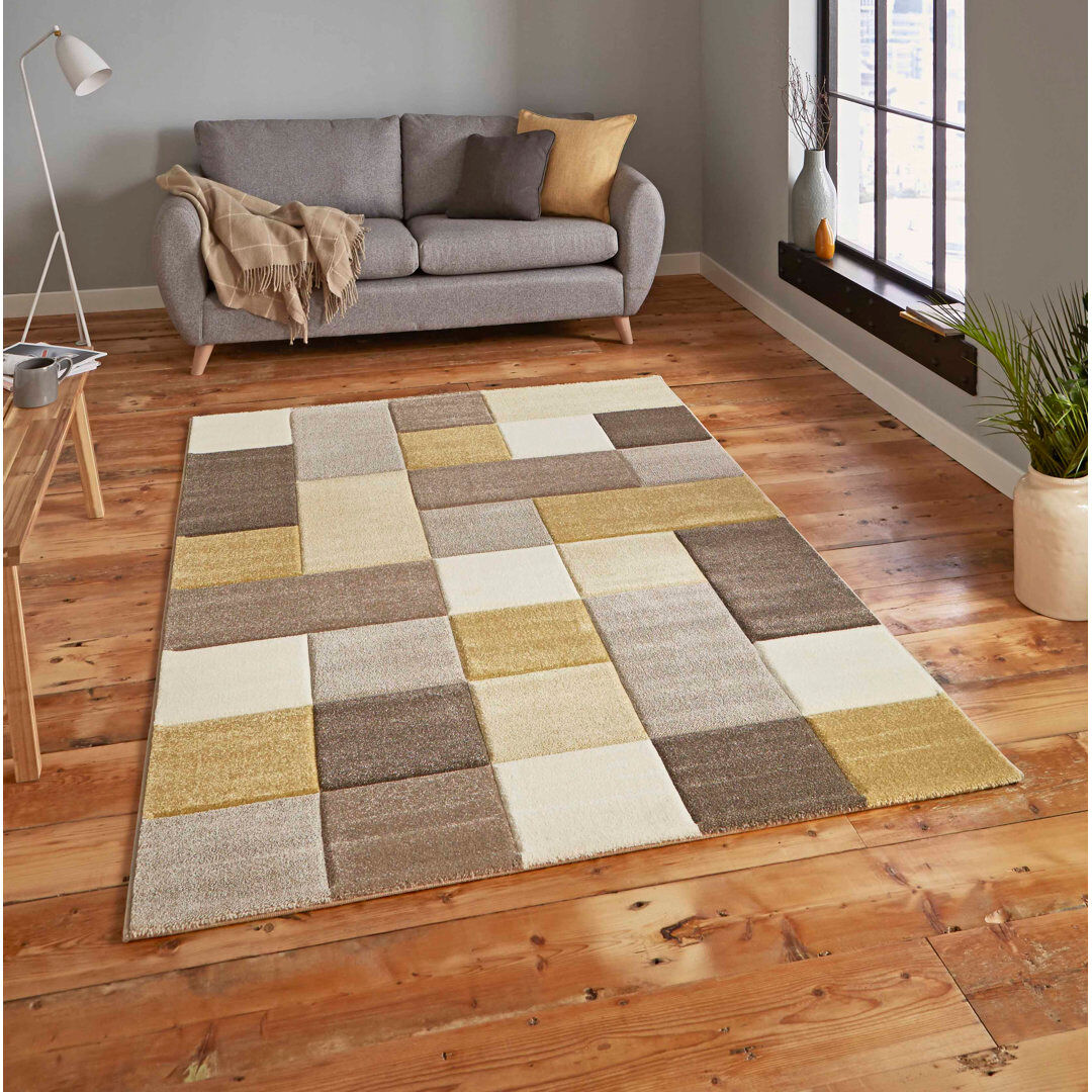 Lark Manor Brooklyn area rug Machine Woven Rectangle Beige/Yellow/Sand Grey/Yellow/Beige Rectangle 160 x 220cm