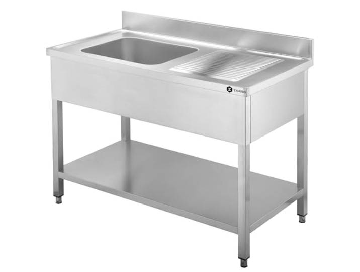ZORRO Spültisch ZST 100/60/L Edelstahl Spülschrank 1000x600x950 mm Becken links, Abtropffläche rechts Für Gastronomie, Küche & Imbiss