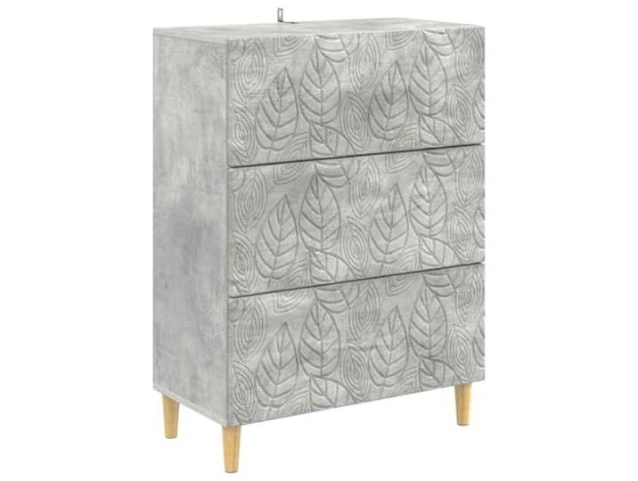 NKOPPFG Schubladenschrank Betongrau 66 x 34,5 x 90 cm Holzwerkstoff Innenräume, Wohnaccessoires organisieren, rechtwinkliges Design, Eukalyptusbeine, feuchtes Tuch zur Pflege