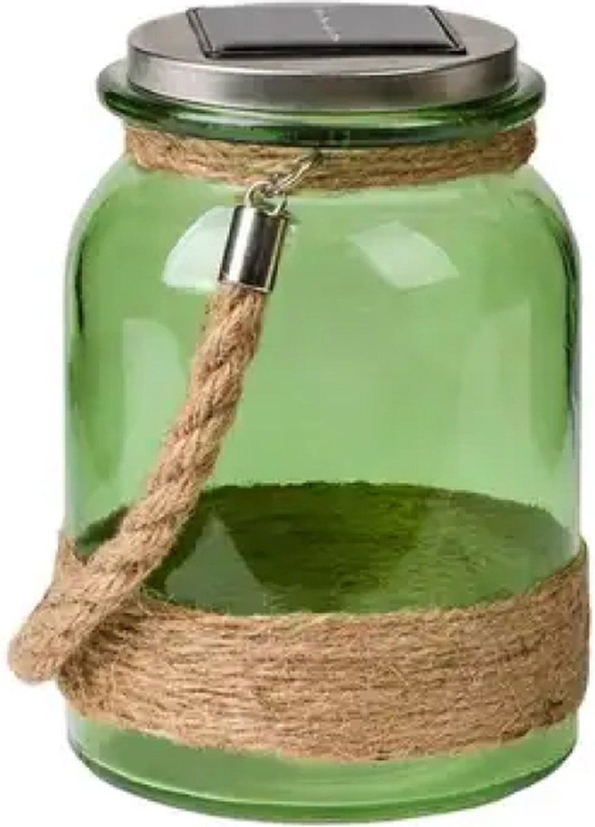Solar windlicht in glas - Groen