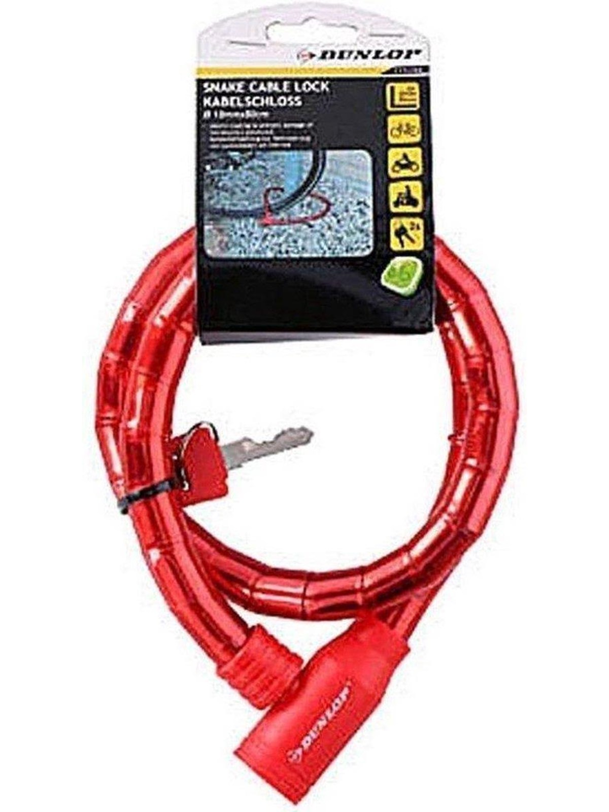 Dunlop anti-theft bicycle key lock - red