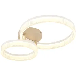 LED Deckenleuchte Ringe sandfarben Designlampe Esszimmerleuchte Wohnzimmerlampe, Metall, 24W 1800Lm warmweiß, LxBxH 50x33x12,3 cm