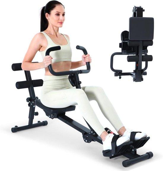 Rudergerät für den Heimgebrauch - Fitnessgerät - Ganzkörpertraining - 12 Widerstandsstufen - 137 x 40 x 67 cm - Gelb