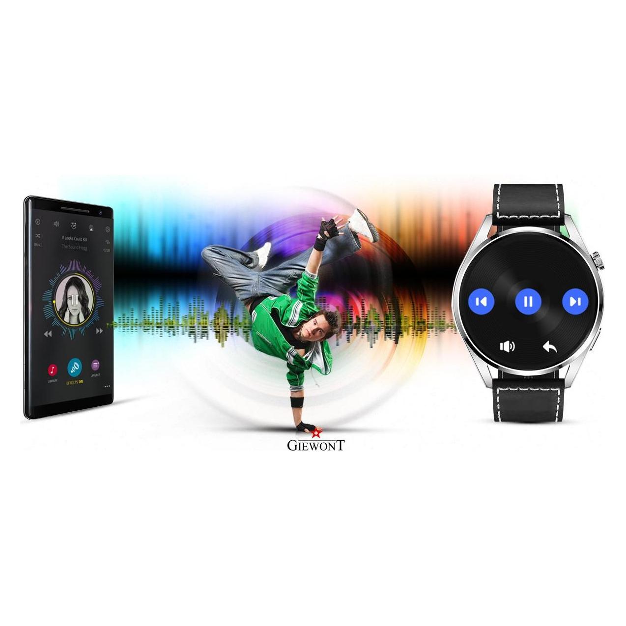 Giewont Smartwatch GW450-5 Silber + schwarzes Lederarmband (47 mm, ohne SIM) (33455334)