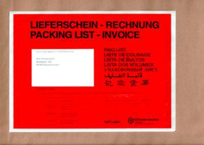 Papier-Dokumententasche/Lieferscheintasche SecurePack, C5, Fenster links, mit Aufdruck, selbstklebend, Pergaminpapier, rot, 250 Stück