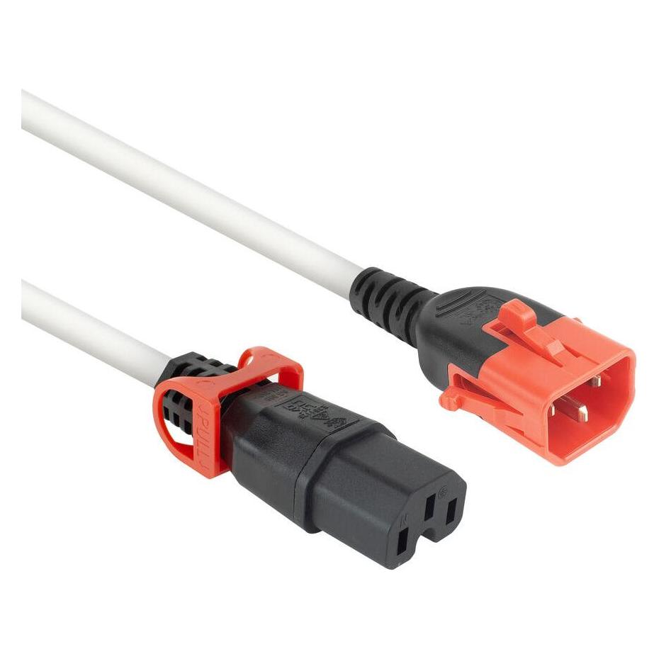 ACT Powercord C14 IEC Lock+ Dual Locking - C15 IEC Lock+ white 3 m, PC3879 (PL0053)