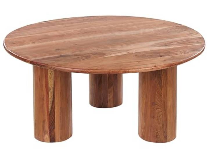 Beliani Couchtisch Akazienholz Hellbraun rund ⌀ 81 cm mit runden Beinen modern Colina
