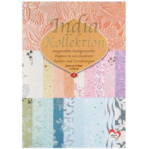 Ideen-mit-Herz Motivpapier India Kollektion III, A4, 160 g/m², mit Folienveredelung & Prägung, 20 Motive, 20 Blatt