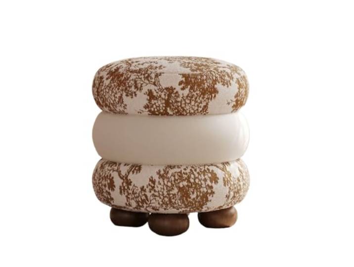 Fußhocker für Wohnzimmer Leichter, luxuriöser High-End-Ankleidehocker Frauenschlafzimmer, Internet-berühmt, Tisch, Make-up-Stuhl, rund
