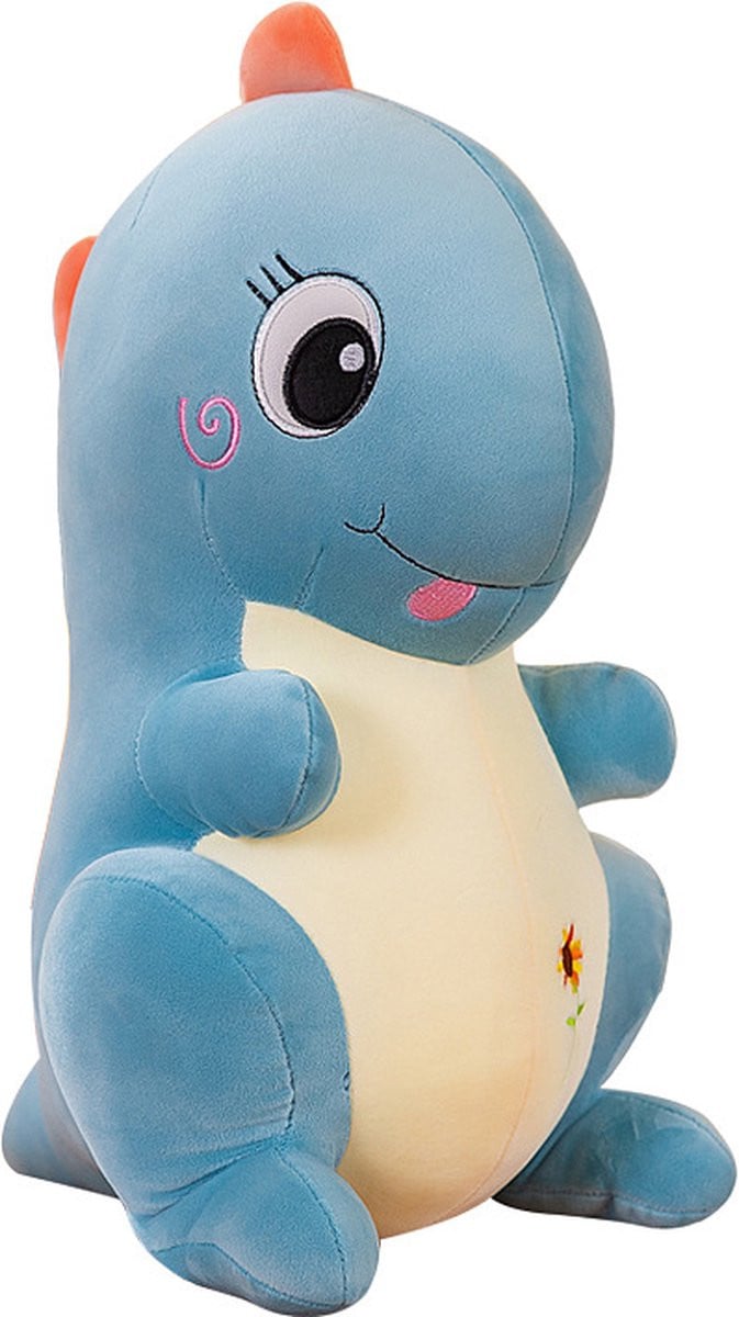 Dinosaurus knuffel kussen blauw 80 cm