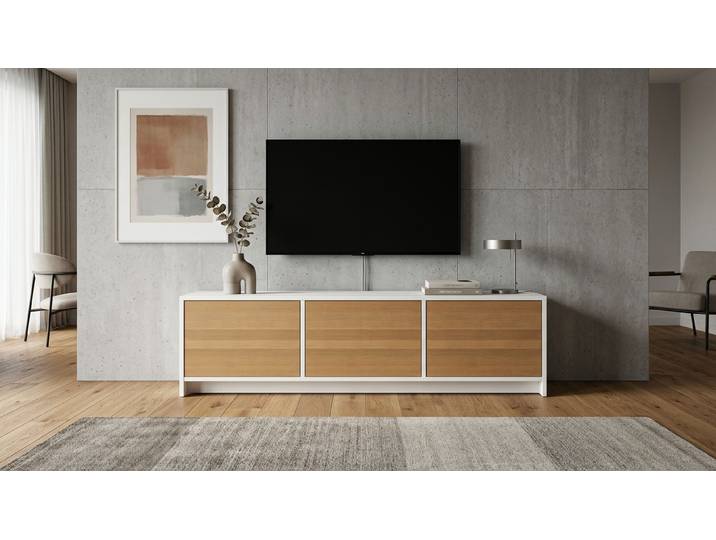 TV Lowboard nach Maß MDF Beschichtet MDF Weiß matt