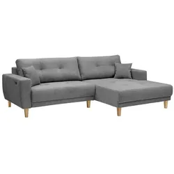 BOOOM Ecksofa mit Funktion Ramon Stoff Grau Grey