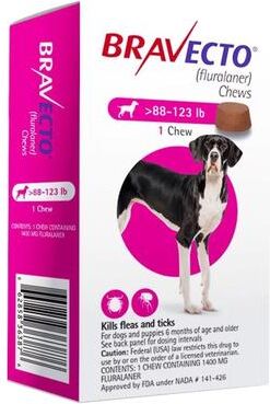 Bravecto For Extra Large Dogs 88-123lbs (Pink) 1 Chew