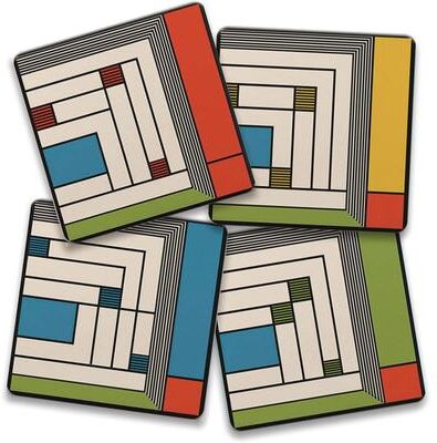 Thirstystone Harold Price Jr. Rug Design 4-Pack Assorted Stone Coasters with Protective Cork Backing Made in The USA Absorbent Wipes Clean